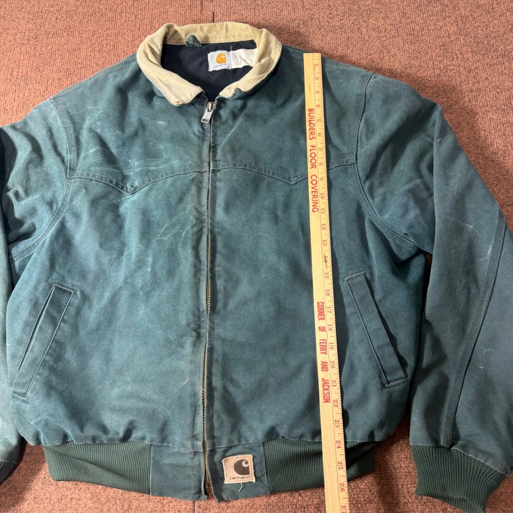 B+ Vintage Carhartt Santa Fe Jacket J14 HTG Hunter Green Quilted Lined Mens XL - Picture 4 of 7